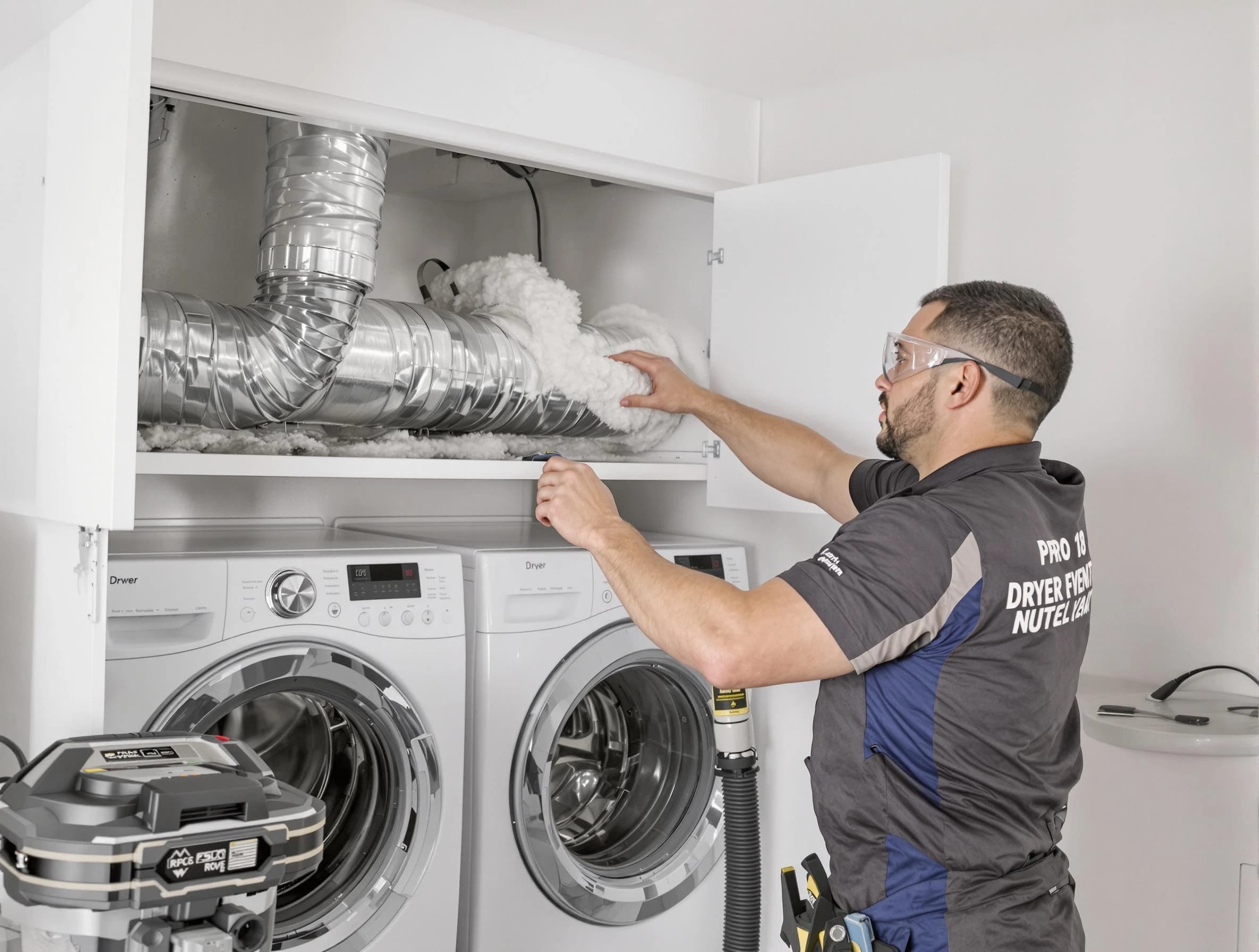 Pelham Dryer Vent Cleaning certified technician performing specialized gas dryer vent cleaning in Pelham