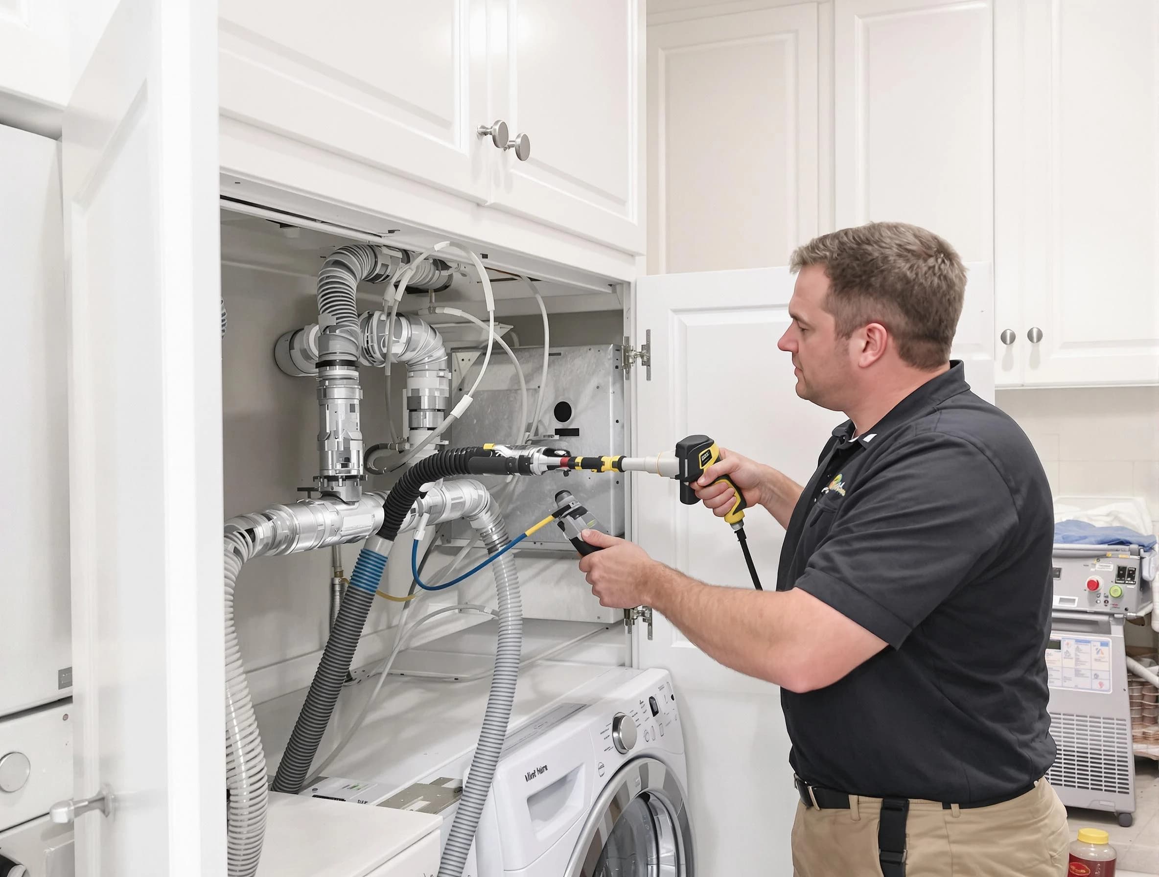 Pelham Dryer Vent Cleaning professional removing severe blockage from a clogged dryer vent in Pelham